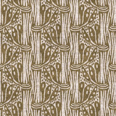 Sepia nötr botanik yaprak dikişsiz keten deseni. Yastık fırlatmak ve mobilya yapmak için organik doğal ton yeşilliği tasarımı. Modern bej kahverengi nötr ev dekorasyonu tekstil kumaşı.