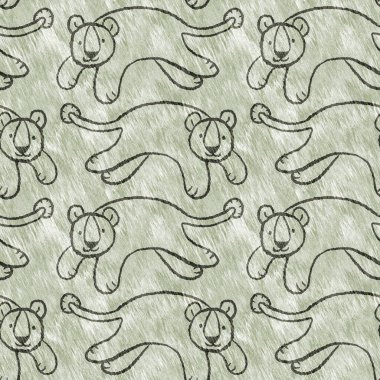 Bebek odası dekorasyonu için şirin bir safari aslanı deseni. Kusursuz kürksüz yeşil desenli cinsiyet nötr iz tasarımı. 