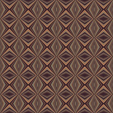 Topraksı renkler altmışlı yılların geometrik pürüzsüz desenli kahverengi tonlarında. Modern vintage geo dokuması tekstil keten mozaik efekti tekrar fayans. 