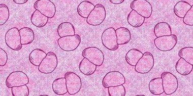 Mantar pembesi kumaş dokusu kenarı etkisi. Kanvas sonbahar kurdelesi için kusursuz örülmüş orman mantarı dekoratif baskısı.