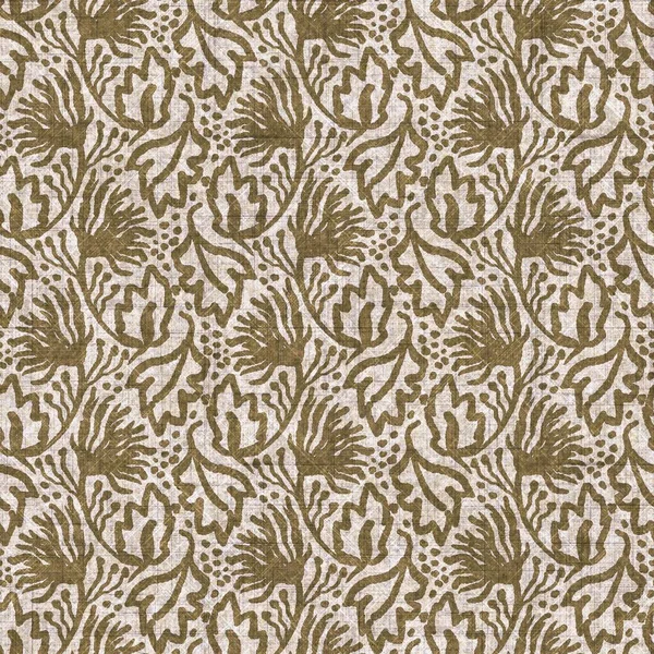 Sepia nötr botanik yaprak dikişsiz keten deseni. Yastık fırlatmak ve mobilya yapmak için organik doğal ton yeşilliği tasarımı. Modern bej kahverengi nötr ev dekorasyonu tekstil kumaşı.