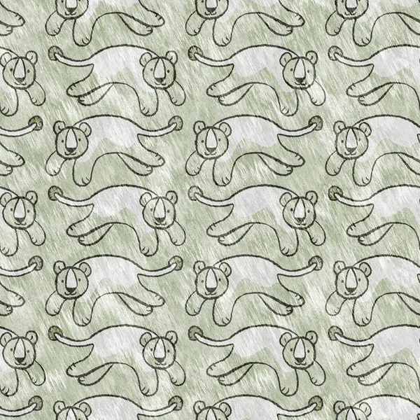 Cute safari lion wild animal pattern for babies room decor. Seamless furry green textured gender neutral print design. — Photo