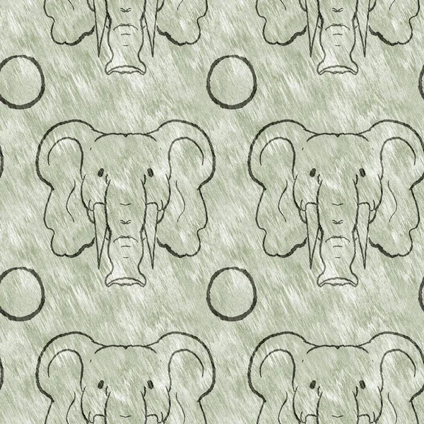 Bebek odası dekorasyonu için şirin bir safari fili vahşi Afrika hayvan deseni. Kusursuz kürksüz yeşil desenli cinsiyet nötr iz tasarımı. 