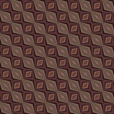 Topraksı renkler altmışlı yılların geometrik pürüzsüz desenli kahverengi tonlarında. Modern vintage geo dokuması tekstil keten mozaik efekti tekrar fayans. 