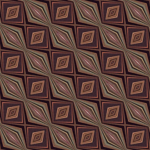 Topraksı renkler altmışlı yılların geometrik pürüzsüz desenli kahverengi tonlarında. Modern vintage geo dokuması tekstil keten mozaik efekti tekrar fayans. 