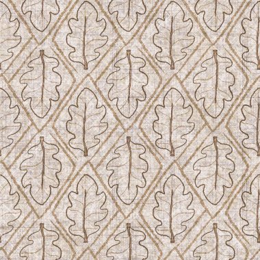 Botanik yaprakları, el işi, keten desenli. Yastık fırlatmak için organik yaprak doğal ses tonu, yumuşak mobilya. Modern sepia ev dekorasyonu. 