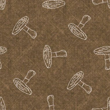 Mantarsız el yapımı keten desenli. Organik mantarlar, yastık fırlatmak için doğal ton tasarımı, yumuşak mobilyalar. Modern sepia ormanlık ev dekoru. 