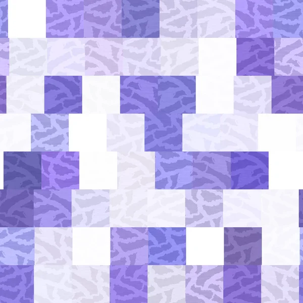 Véletlenszerű foltozás lila mozaik pixel rács zökkenőmentes minta. Modern geometrikus négyzet alakú csempe trend textúra. Az év színe 2022 rácsos háttér. Kiváló minőségű jpg raszter csempe. — Stock Fotó