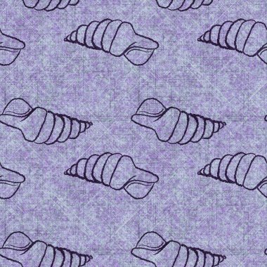 Deniz kabuğu dikişsiz, el yapımı keten desenli. Organik deniz yaşamı, yumuşak mobilya ve yastık fırlatmak için ton tasarımı üzerine doğal bir ton. Modern mor okyanus ev dekorasyonu.