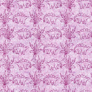 Stegosaurus dinozorunun nesli tükenmiş keten desenli. Yastık fırlatmak için, yumuşak mobilyalar için ton fosili dizaynı üzerine organik doğal bir ton. Modern pembe antik canavar ev dekorasyonu. 