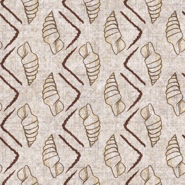 Deniz kabuğu dikişsiz, el yapımı keten desenli. Organik deniz yaşamı, yumuşak mobilya ve yastık fırlatmak için ton tasarımı üzerine doğal bir ton. Modern sepia kıyı evi dekorasyonu.