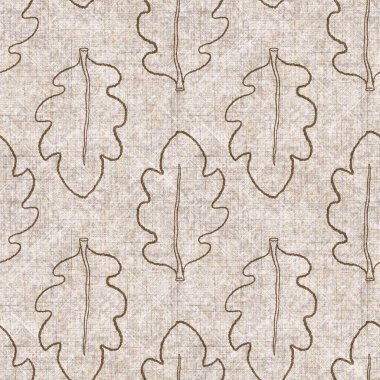 Botanik yaprakları, el işi, keten desenli. Yastık fırlatmak için organik yaprak doğal ses tonu, yumuşak mobilya. Modern sepia ev dekorasyonu. 