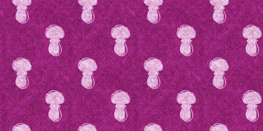 Mantar pembesi kumaş dokusu kenarı etkisi. Kanvas sonbahar kurdelesi için kusursuz örülmüş orman mantarı dekoratif baskısı.