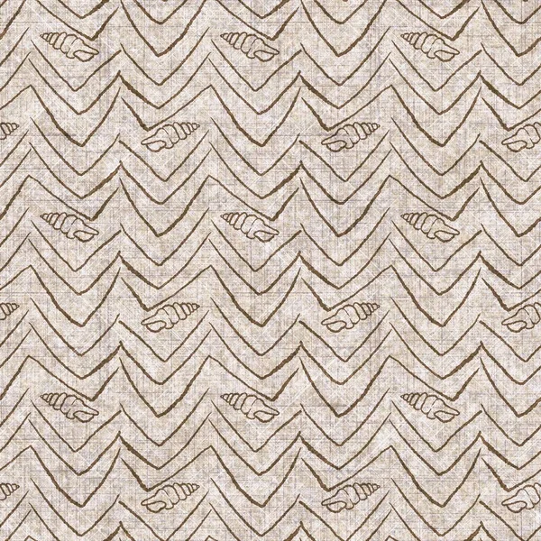 Deniz kabuğu dikişsiz, el yapımı keten desenli. Organik deniz yaşamı, yumuşak mobilya ve yastık fırlatmak için ton tasarımı üzerine doğal bir ton. Modern sepia kıyı evi dekorasyonu.