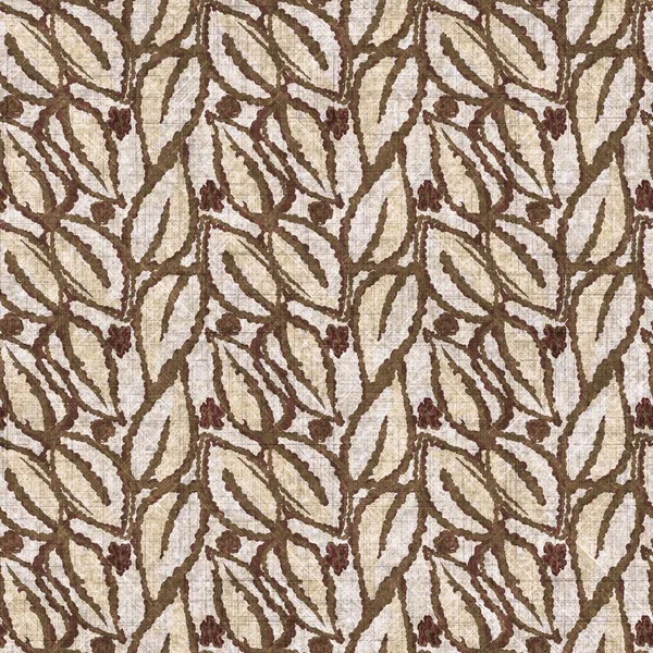 Botanik yaprakları, el işi, keten desenli. Yastık fırlatmak için organik yaprak doğal ses tonu, yumuşak mobilya. Modern sepia ev dekorasyonu. 