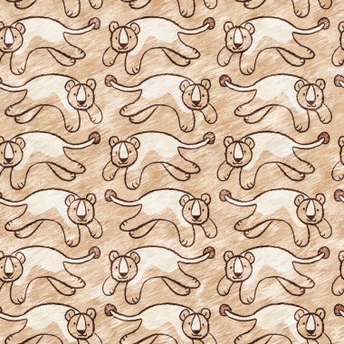 Bebek odası dekorasyonu için şirin bir safari vahşi aslan deseni. Kusursuz kürksüz kahverengi desenli cinsiyet nötr iz tasarımı. 