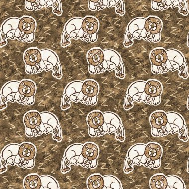 Bebek odası dekorasyonu için şirin bir safari aslanı deseni. Kusursuz kürklü kahverengi desenli büyük kedi cinsiyeti nötr iz tasarımı. 