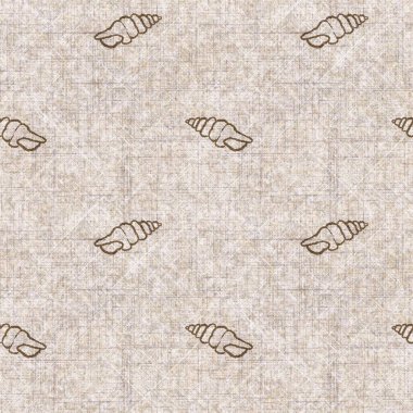 Deniz kabuğu dikişsiz, el yapımı keten desenli. Organik deniz yaşamı, yumuşak mobilya ve yastık fırlatmak için ton tasarımı üzerine doğal bir ton. Modern sepia kıyı evi dekorasyonu.