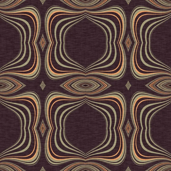 Topraksı renkler altmışlı yılların geometrik pürüzsüz desenli kahverengi tonlarında. Modern vintage geo dokuması tekstil keten mozaik efekti tekrar fayans. 
