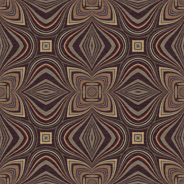 Topraksı renkler altmışlı yılların geometrik pürüzsüz desenli kahverengi tonlarında. Modern vintage geo dokuması tekstil keten mozaik efekti tekrar fayans. 