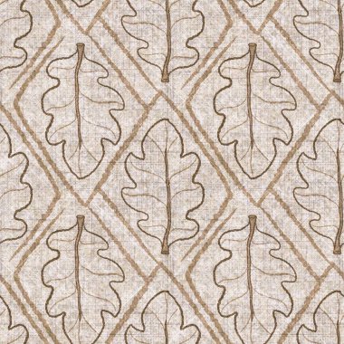 Botanik yaprakları, el işi, keten desenli. Yastık fırlatmak için organik yaprak doğal ses tonu, yumuşak mobilya. Modern sepia ev dekorasyonu. 