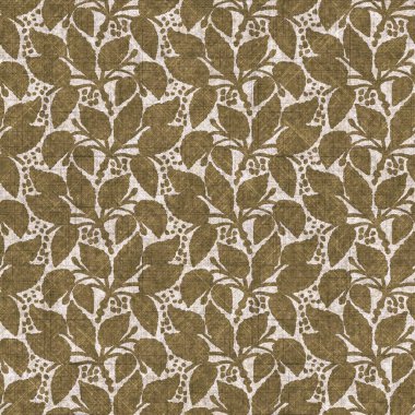 Sepia nötr botanik yaprak dikişsiz keten deseni. Yastık fırlatmak ve mobilya yapmak için organik doğal ton yeşilliği tasarımı. Modern bej kahverengi nötr ev dekorasyonu tekstil kumaşı