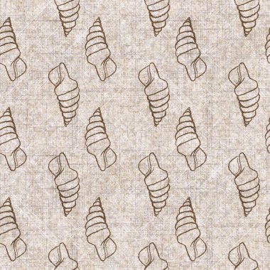 Deniz kabuğu dikişsiz, el yapımı keten desenli. Organik deniz yaşamı, yumuşak mobilya ve yastık fırlatmak için ton tasarımı üzerine doğal bir ton. Modern sepia kıyı evi dekorasyonu.