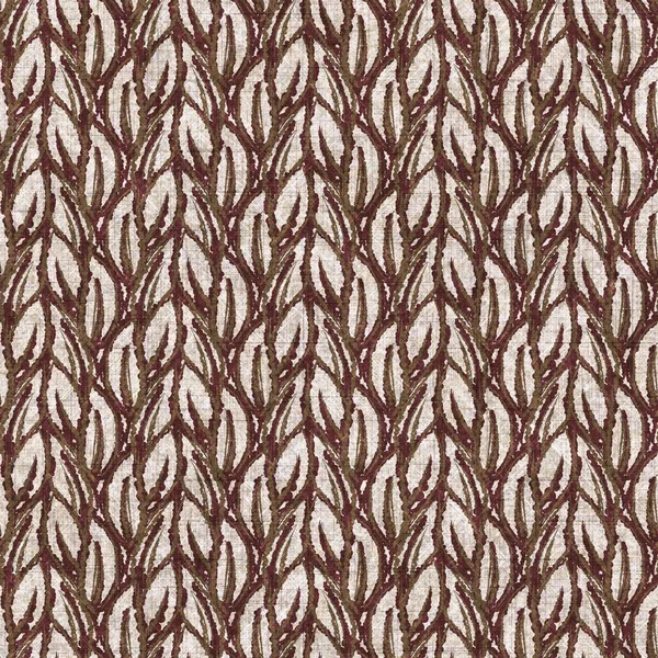 Botanical foliage seamless hand drawn linen style pattern. Organic leaf natural tone on tone design for throw pillow, soft furnishing. Modern sepia home decor. — Foto de Stock