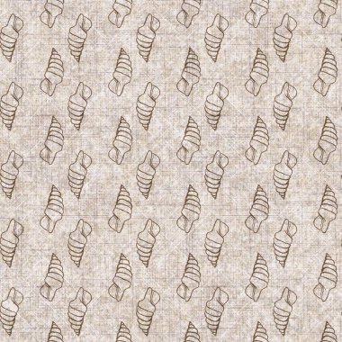 Deniz kabuğu dikişsiz, el yapımı keten desenli. Organik deniz yaşamı, yumuşak mobilya ve yastık fırlatmak için ton tasarımı üzerine doğal bir ton. Modern sepia kıyı evi dekorasyonu