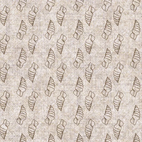Deniz kabuğu dikişsiz, el yapımı keten desenli. Organik deniz yaşamı, yumuşak mobilya ve yastık fırlatmak için ton tasarımı üzerine doğal bir ton. Modern sepia kıyı evi dekorasyonu