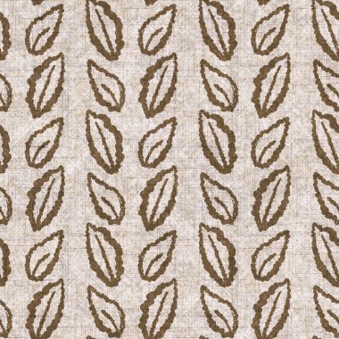 Botanik yaprakları, el işi, keten desenli. Yastık fırlatmak için organik yaprak doğal ses tonu, yumuşak mobilya. Modern sepia ev dekorasyonu. 