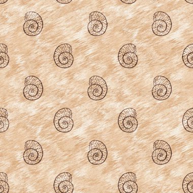 Yeşil el, ammonit fosilini dikişsiz desen olarak çizdi. Cinsiyet Tarafsız Jurasik siluet. Müze, neslin tükenmesi ve tekstil tasarımı için ev dekorasyonu. 