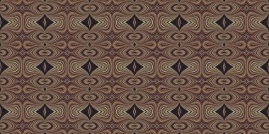 Topraksı renkler 60 'ların gerisinde geometrik, pürüzsüz sınır deseni, kahverengi tonda. Modern vintage jeo dokuma kumaş kenar süslemesi. Klasik kurdele pankartı. 