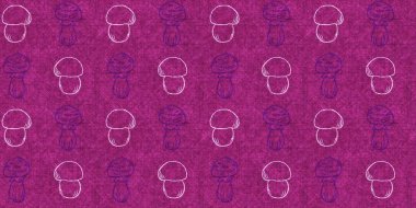 Mantar pembesi kumaş dokusu kenarı etkisi. Kanvas sonbahar kurdelesi için kusursuz örülmüş orman mantarı dekoratif baskısı.