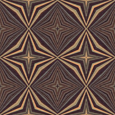 Topraksı renkler altmışlı yılların geometrik pürüzsüz desenli kahverengi tonlarında. Modern vintage geo dokuması tekstil keten mozaik efekti tekrar fayans. 