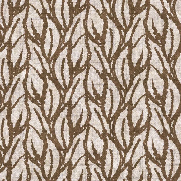 Botanik yaprakları, el işi, keten desenli. Yastık fırlatmak için organik yaprak doğal ses tonu, yumuşak mobilya. Modern sepia ev dekorasyonu. 