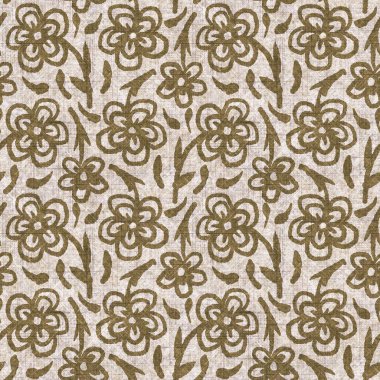 Sepia nötr botanik yaprak dikişsiz keten deseni. Yastık fırlatmak ve mobilya yapmak için organik doğal ton yeşilliği tasarımı. Modern bej kahverengi nötr ev dekorasyonu tekstil kumaşı.