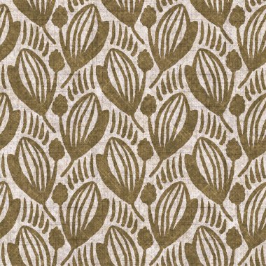 Sepia nötr botanik yaprak dikişsiz keten deseni. Yastık fırlatmak ve mobilya yapmak için organik doğal ton yeşilliği tasarımı. Modern bej kahverengi nötr ev dekorasyonu tekstil kumaşı.
