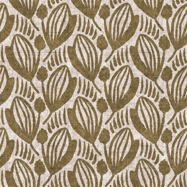 Sepia nötr botanik yaprak dikişsiz keten deseni. Yastık fırlatmak ve mobilya yapmak için organik doğal ton yeşilliği tasarımı. Modern bej kahverengi nötr ev dekorasyonu tekstil kumaşı.