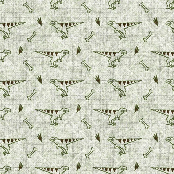 Trex dinozorunun nesli tükenmiş keten desenli. Yastık fırlatmak için, yumuşak mobilyalar için ton fosili dizaynı üzerine organik doğal bir ton. Modern yeşil antik canavar ev dekorasyonu. 
