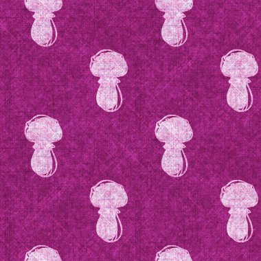 Mantar pembesi kumaş dokusu deseni. Kusursuz örülmüş orman mantarı dekoru desenli tuval sonbaharı. .