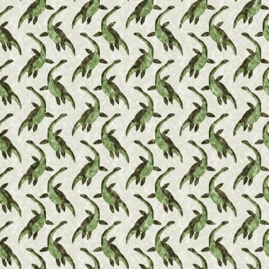 Yeşil el plesiosaur dinazorunu kusursuz şekilde çizdi. Bebek yuvası için cinsiyet Nötr Jurasik fosil silueti. Müze, nesli tükenme ve tekstil tasarımı için cinsiyet ayrımı yapılmamış ev dekorasyonu. 