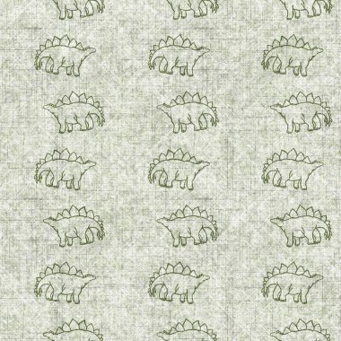 Stegosaurus dinozorunun nesli tükenmiş keten desenli. Yastık fırlatmak için, yumuşak mobilyalar için ton fosili dizaynı üzerine organik doğal bir ton. Modern yeşil antik canavar ev dekorasyonu. 