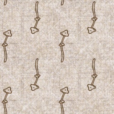 Mantarsız el yapımı keten desenli. Organik mantarlar, yastık fırlatmak için doğal ton tasarımı, yumuşak mobilyalar. Modern sepia ormanlık ev dekoru. 