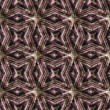 Değişik kahverengi tonlarda, dünyevi renkler Viktorya dönemi antika geometrik kusursuz desen. Modern vintage geo dokuması tekstil keten mozaik efekti tekrar fayans. 
