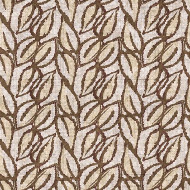 Botanik yaprakları, el işi, keten desenli. Yastık fırlatmak için organik yaprak doğal ses tonu, yumuşak mobilya. Modern sepia ev dekorasyonu. 