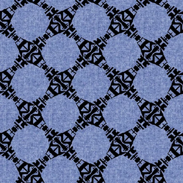 Denim style geometric canvas effect seamless texture material. Masculine jeans blue style dyed pattern. Faded indigo abstract printed design tile swatch. — Stock Photo, Image