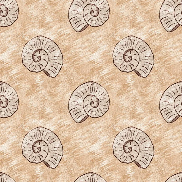 Yeşil el, ammonit fosilini dikişsiz desen olarak çizdi. Cinsiyet Tarafsız Jurasik siluet. Müze, neslin tükenmesi ve tekstil tasarımı için ev dekorasyonu. 