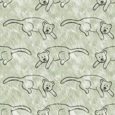 Bebek odası dekorasyonu için şirin bir safari aslanı deseni. Kusursuz kürksüz yeşil desenli cinsiyet nötr iz tasarımı. 