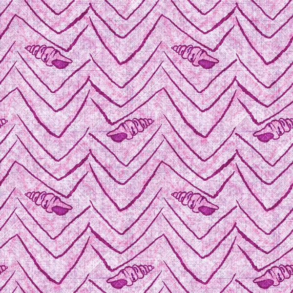 Seashell patrón de estilo de lino dibujado a mano sin costuras. Orgánica vida marina tono natural en el diseño de tono para la almohada de tiro, mobiliario suave. Moderna decoración del hogar del océano costero rosa. —  Fotos de Stock